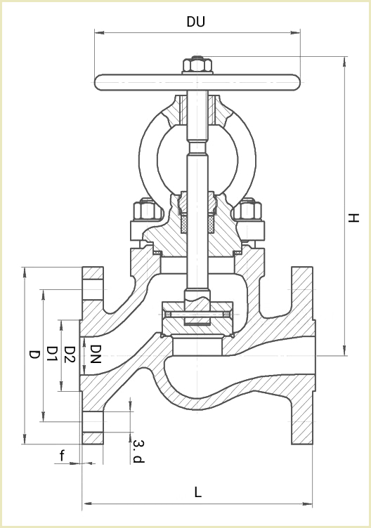 Вентиль 15с22нж Ду-65 Ру-40 схема