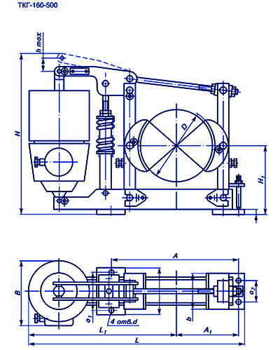 Тормоз ТКГ-500 крановый колодочный