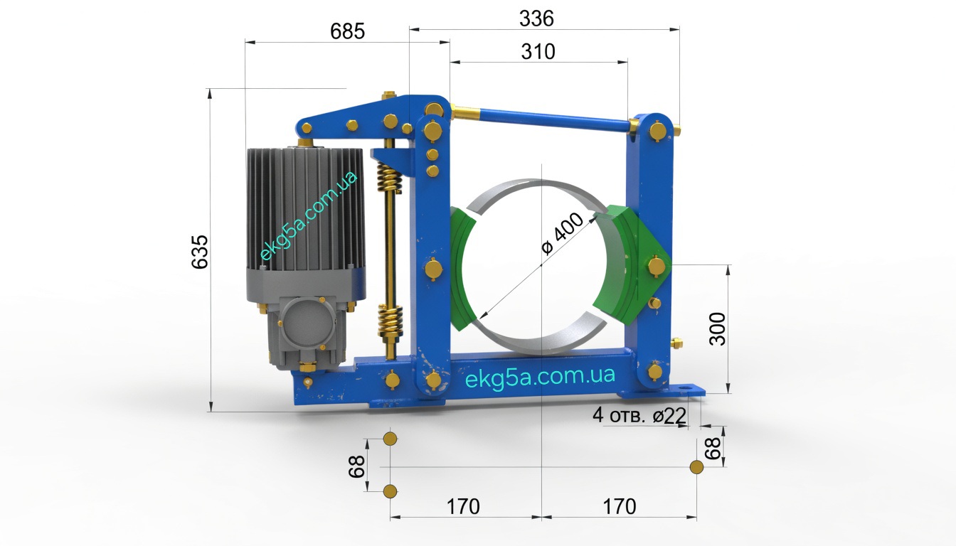 Габаритный чертеж кранового тормоза ТКГ-400
